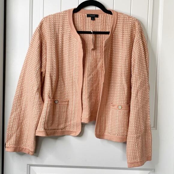 J Crew tweed textured two tone jacket size large academia quiet Luxury - Picture 2 of 8